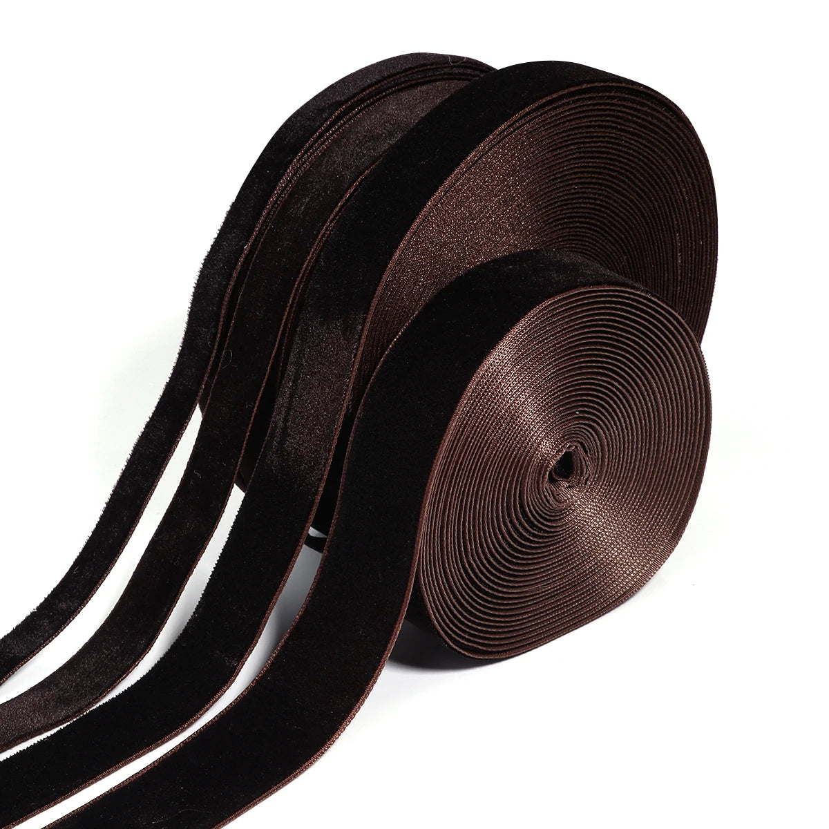 Deep Brown Velvet Ribbon – Single-Face Flocked Polyester Ribbon for Christmas Crafts, Gift Wrapping & Holiday Décor