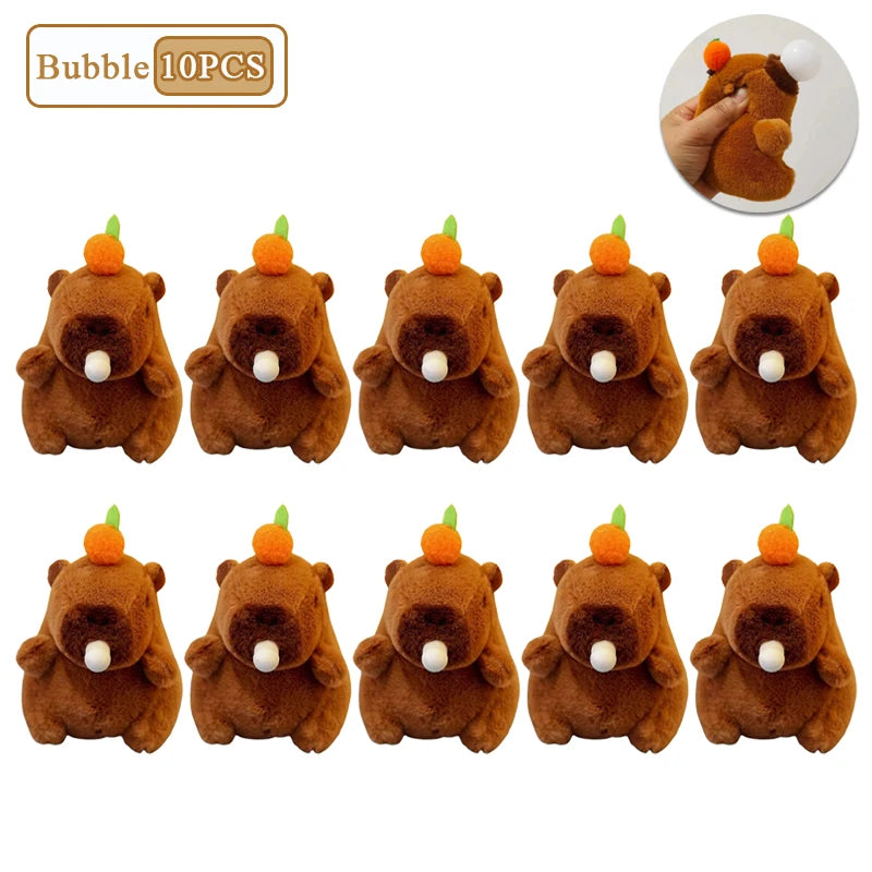 Capybara Persimmon Tail-Wagging Plush Keychain