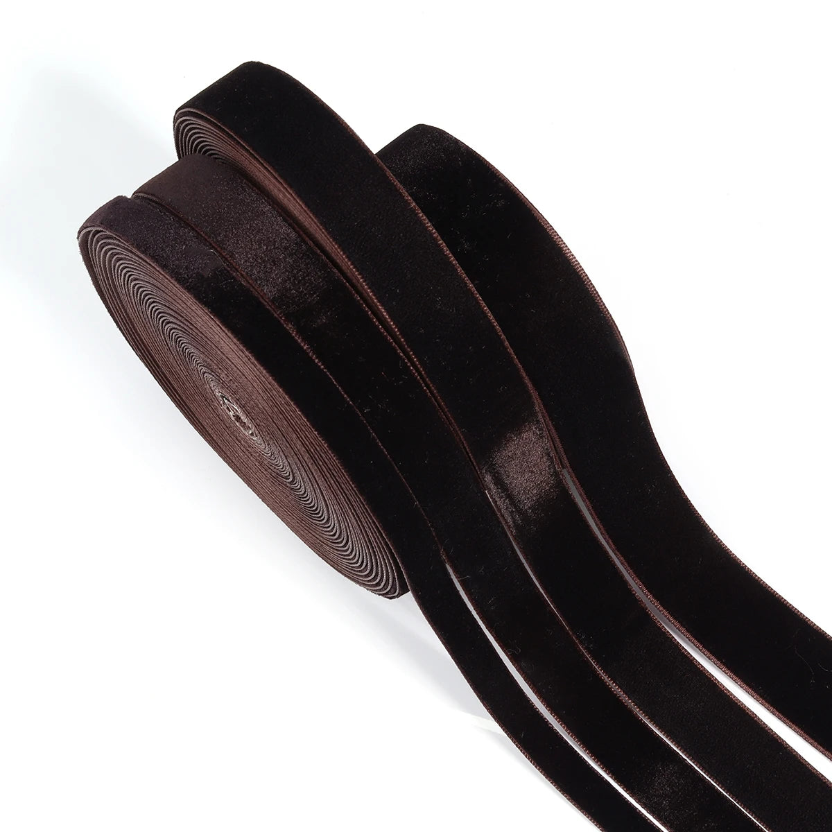 Deep Brown Velvet Ribbon – Single-Face Flocked Polyester Ribbon for Christmas Crafts, Gift Wrapping & Holiday Décor
