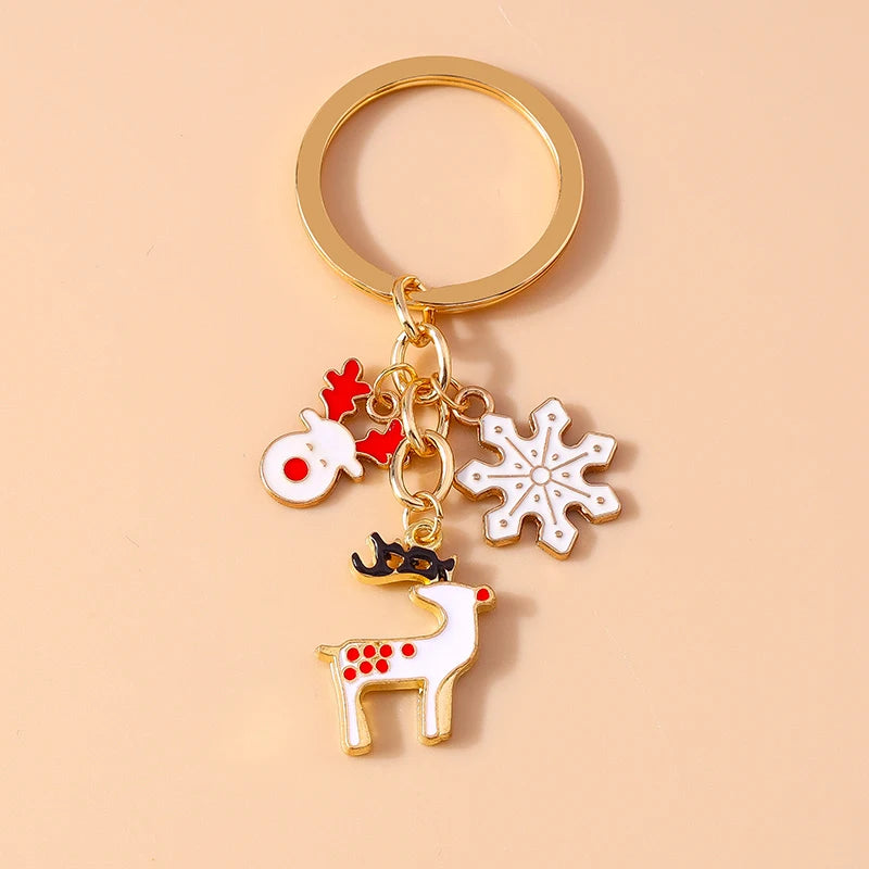 Christmas Enamel Snowman & Santa Keychain