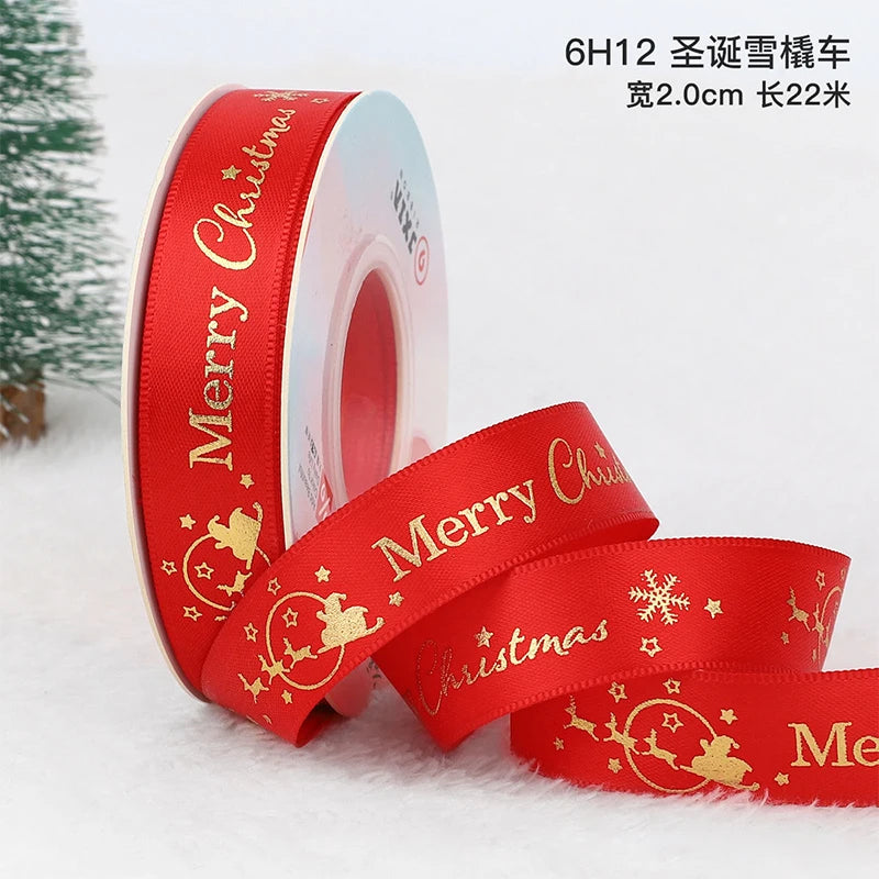 Printed Christmas Ribbon – 5 Yards Polyester Craft Ribbon