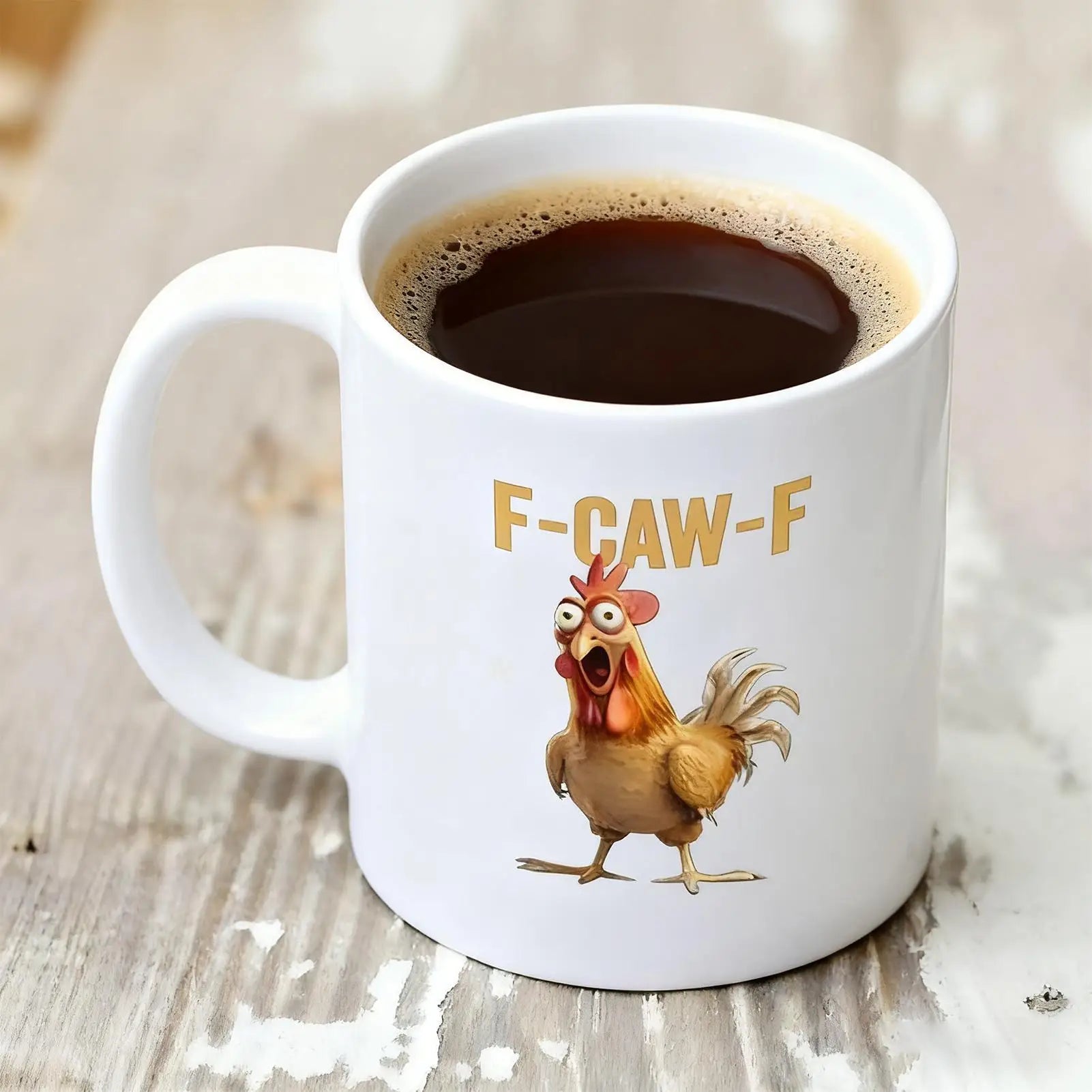 Funny F-Caw-F Chicken Ceramic Coffee Mug – 11oz Farmhouse Cup