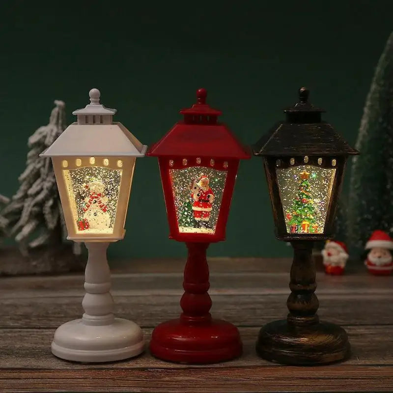 Christmas Snow Globe Spinning Candle Lamp
