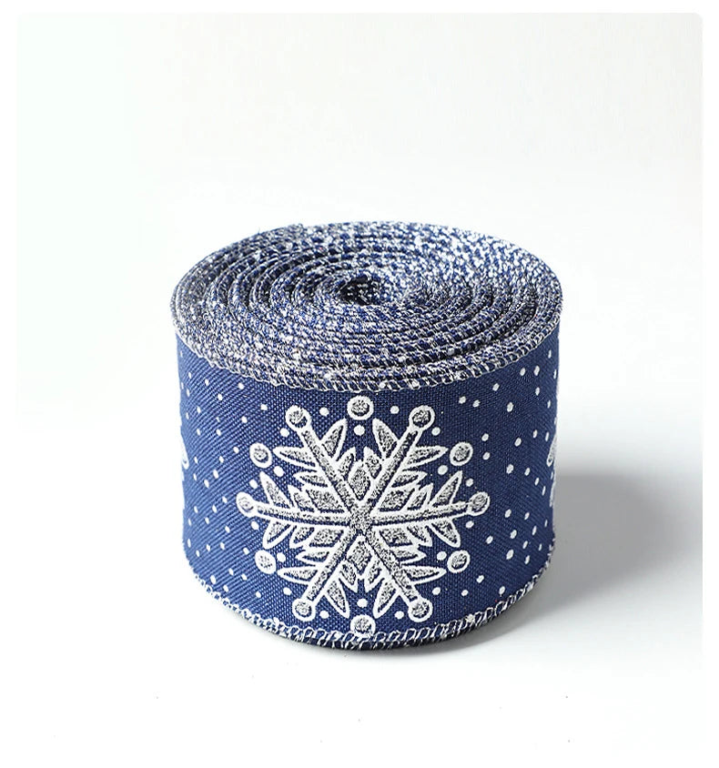 Christmas Snowflake Printed Organza Ribbon – Wired Edge Holiday Gift Wrapping & Craft Ribbon