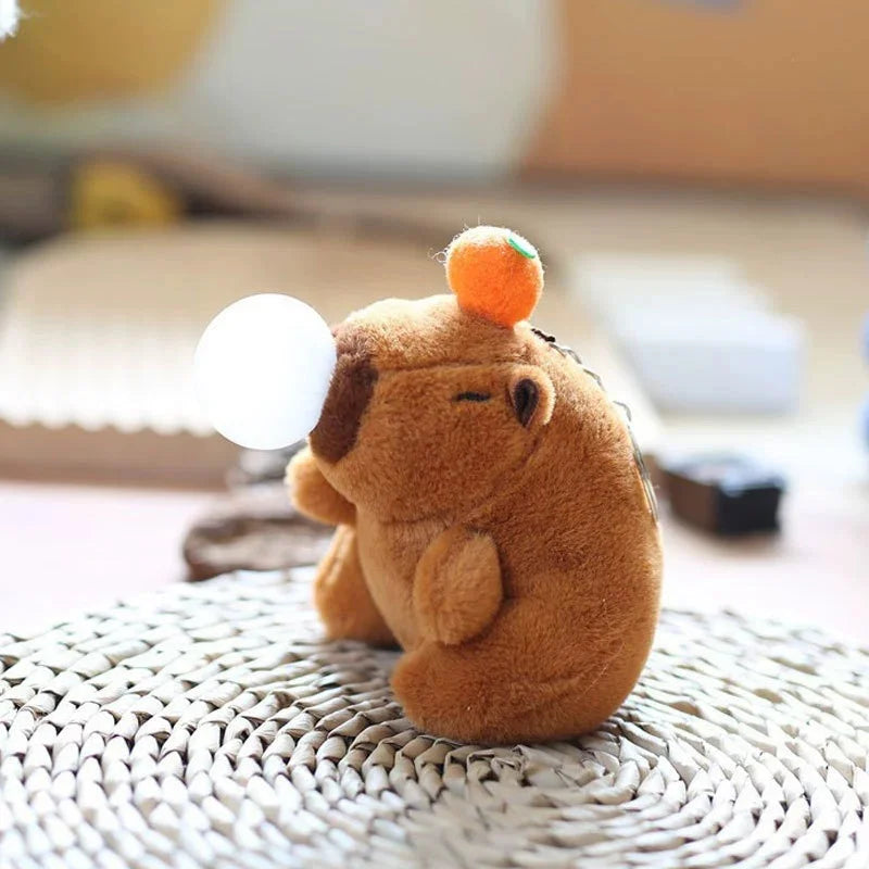 Capybara Persimmon Tail-Wagging Plush Keychain