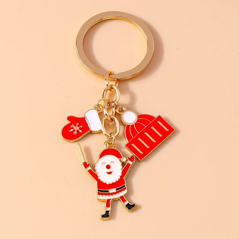 Christmas Enamel Snowman & Santa Keychain