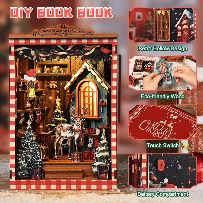 DIY Snow Globe Miniature Book Nook – 3D Wooden Puzzle Kit