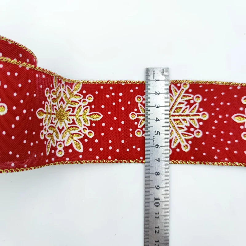 Christmas Snowflake Printed Organza Ribbon – Wired Edge Holiday Gift Wrapping & Craft Ribbon