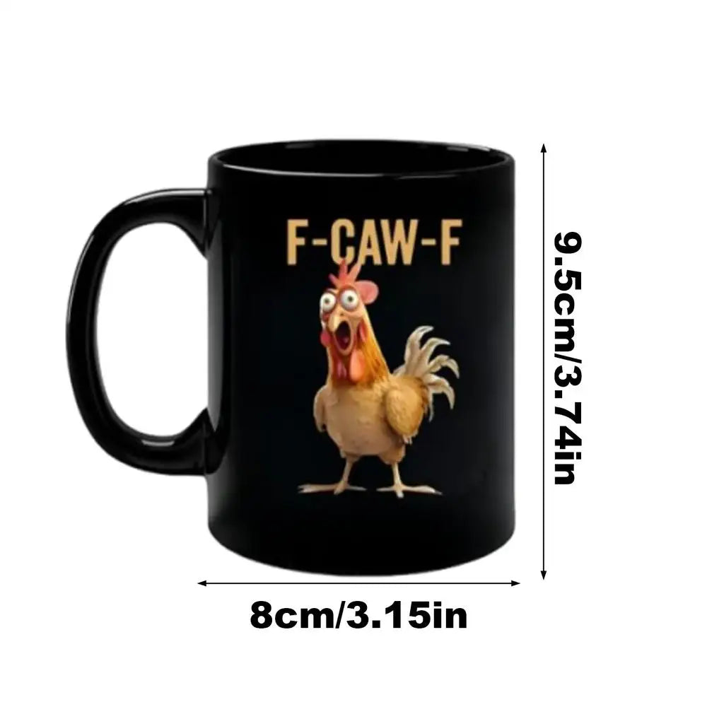 Funny F-Caw-F Chicken Ceramic Coffee Mug – 11oz Farmhouse Cup