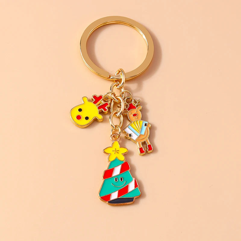 Christmas Enamel Snowman & Santa Keychain