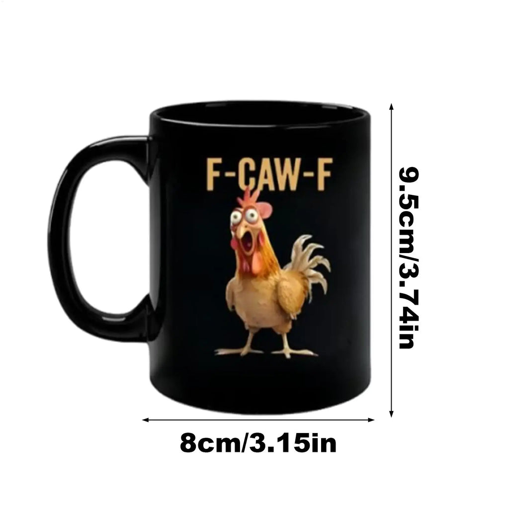 Funny F-Caw-F Chicken Ceramic Coffee Mug – 11oz Farmhouse Cup