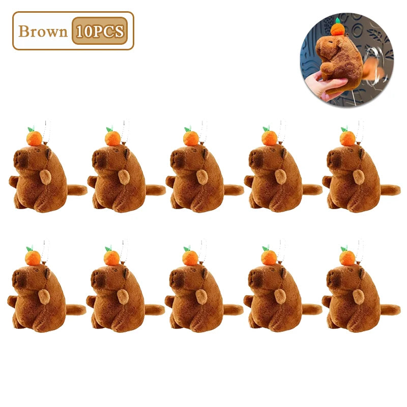 Capybara Persimmon Tail-Wagging Plush Keychain