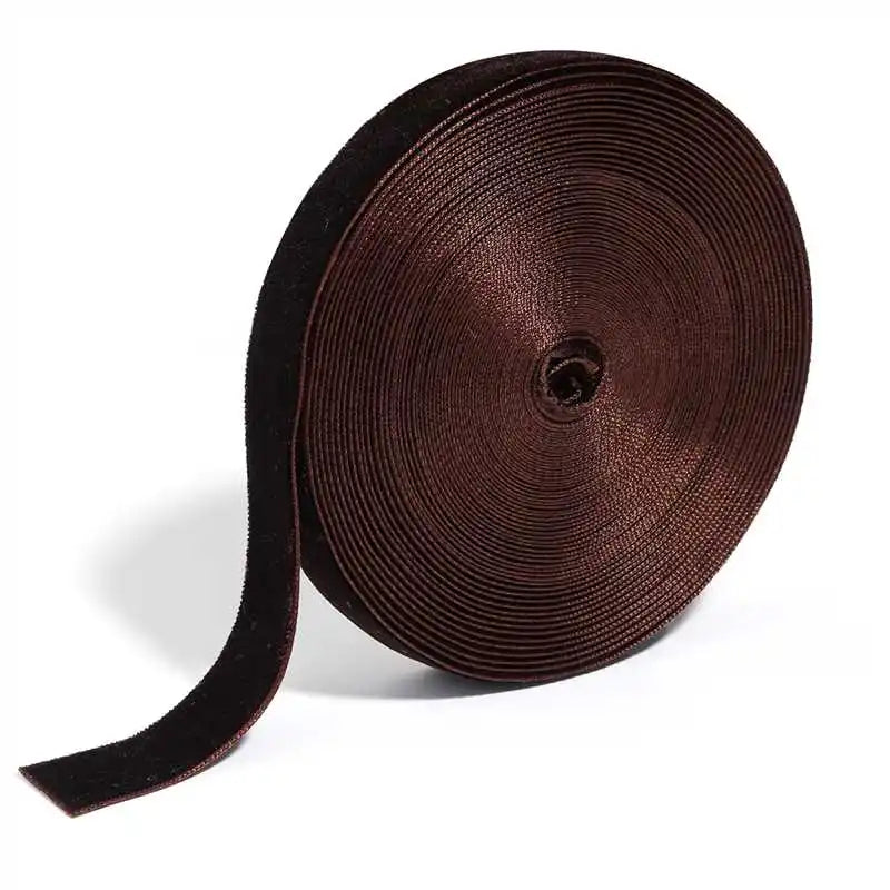 Deep Brown Velvet Ribbon – Single-Face Flocked Polyester Ribbon for Christmas Crafts, Gift Wrapping & Holiday Décor