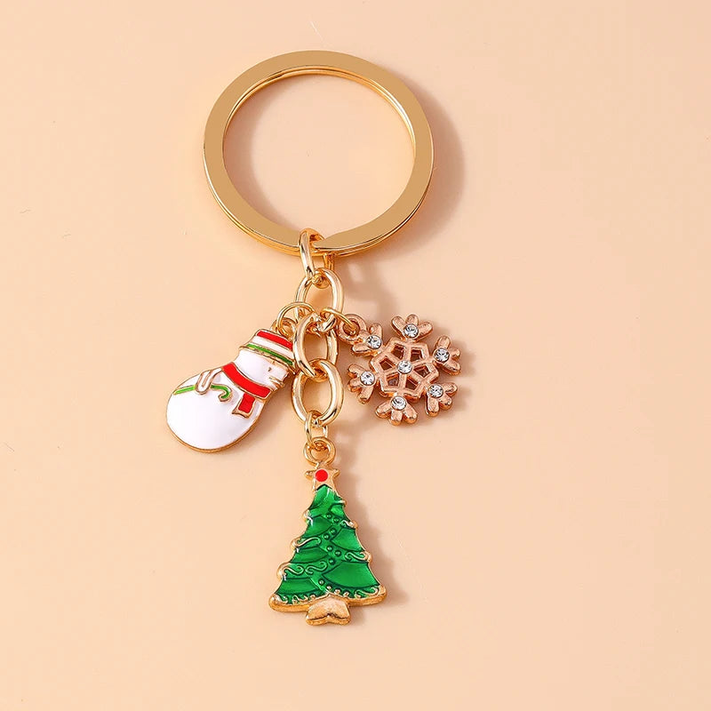 Christmas Enamel Snowman & Santa Keychain