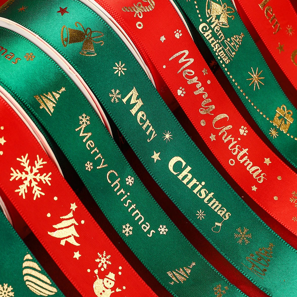 Christmas Embroidered Polyester Ribbon – 1" Holiday Craft & Gift Wrap Ribbon
