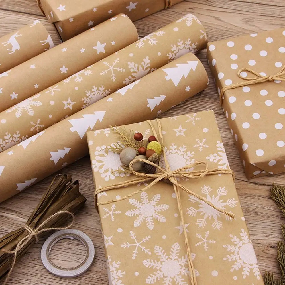 Snowflake Kraft Paper Christmas Wrapping Sheet – 40×100cm