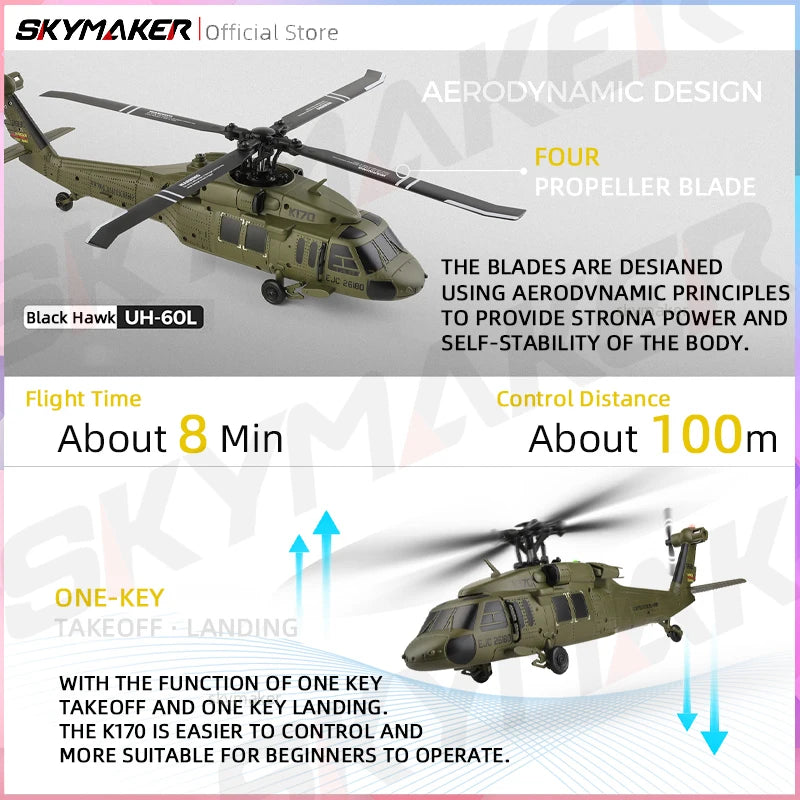 K170 UH-60L 4CH Brushless RC Helicopter with 6-Axis Gyro