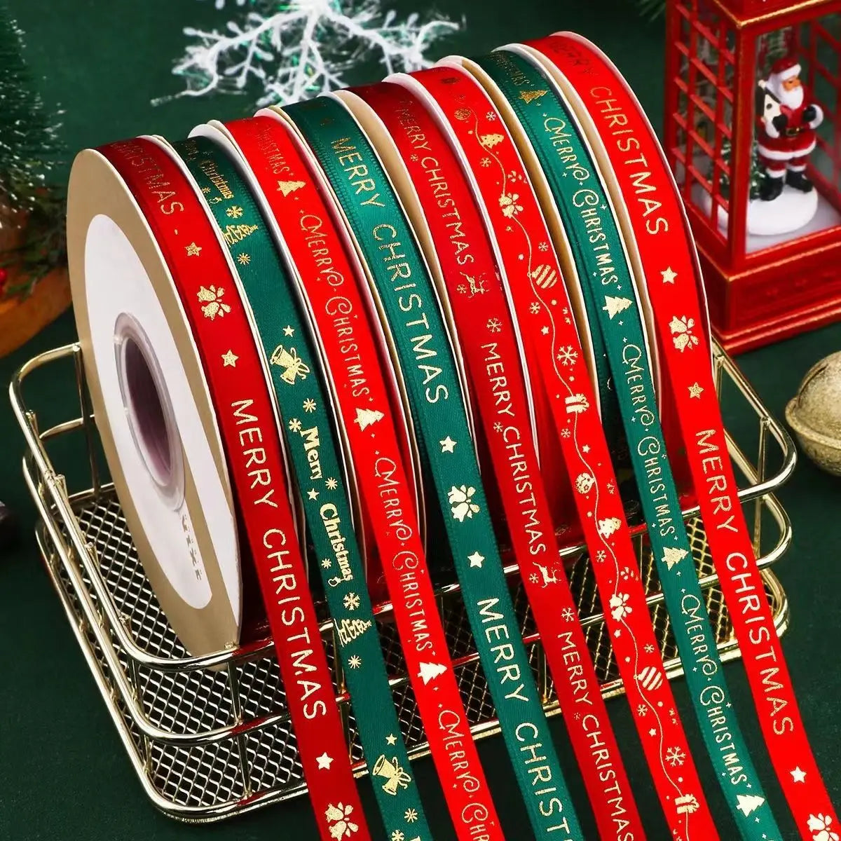 Christmas Embroidered Polyester Ribbon – 1" Holiday Craft & Gift Wrap Ribbon
