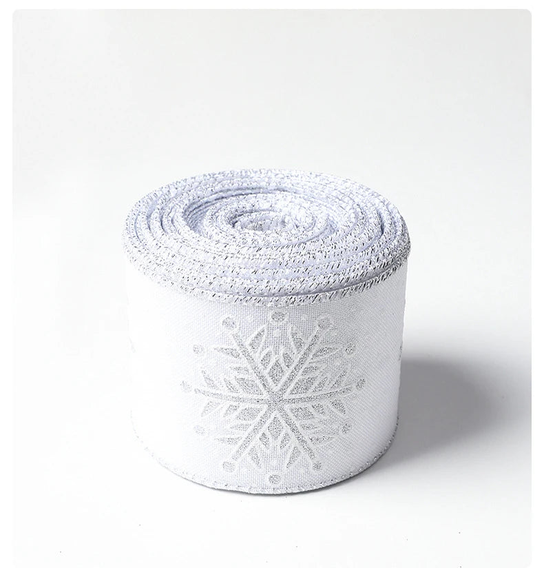 Christmas Snowflake Printed Organza Ribbon – Wired Edge Holiday Gift Wrapping & Craft Ribbon