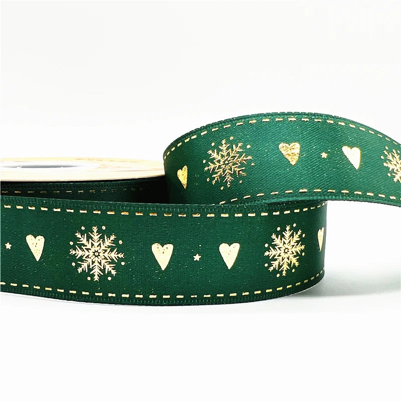 5 Yards Printed Christmas Satin Ribbon – 1" Holiday Craft & Gift Wrap Ribbon