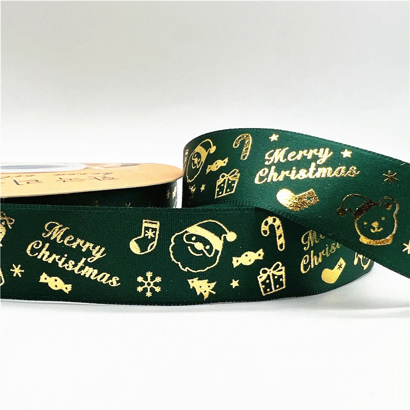 5 Yards Printed Christmas Satin Ribbon – 1" Holiday Craft & Gift Wrap Ribbon