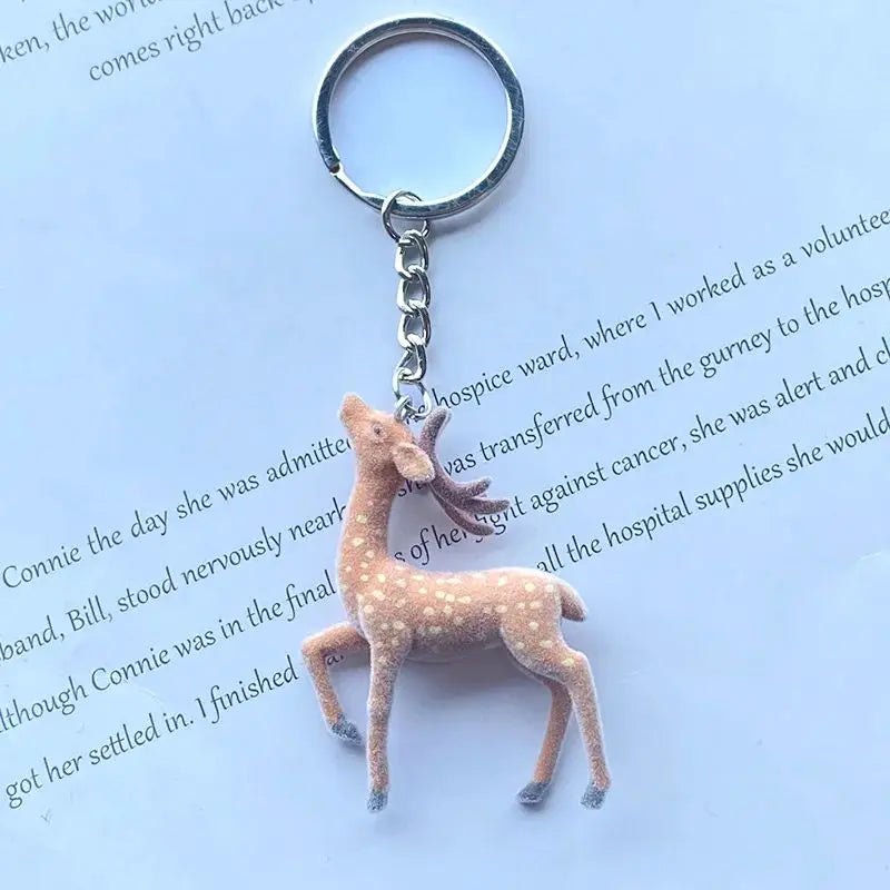 3D Christmas Elk Keychain – Fluffy Deer Bag Pendant