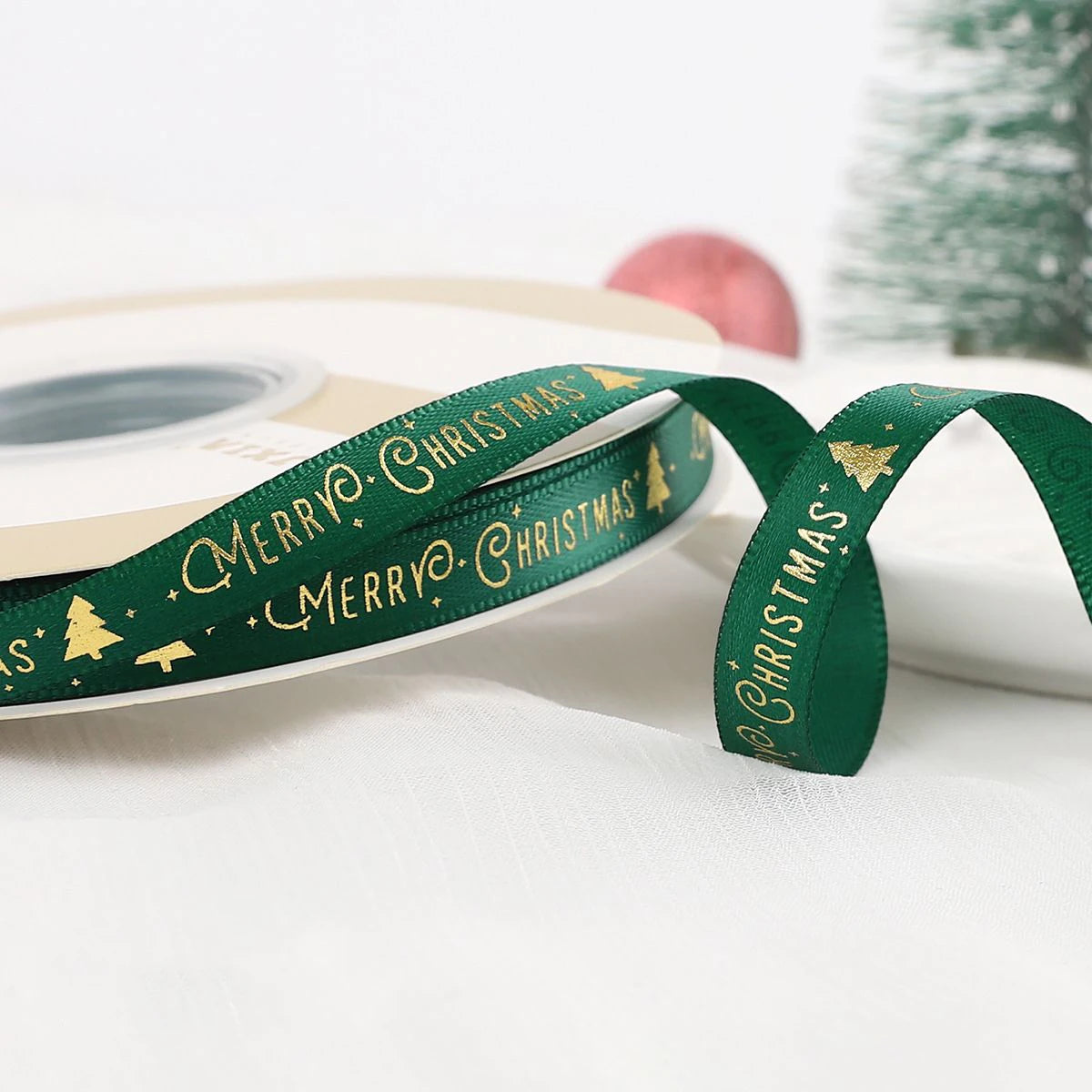 Christmas Embroidered Polyester Ribbon – 1" Holiday Craft & Gift Wrap Ribbon