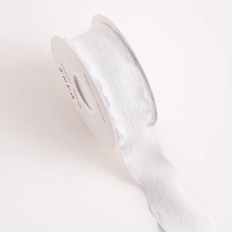 Boho Chic Pleated Ribbon with Lotus Leaf Edge – 1.5" Polyester Gift Wrap & Holiday Decoration Ribbon