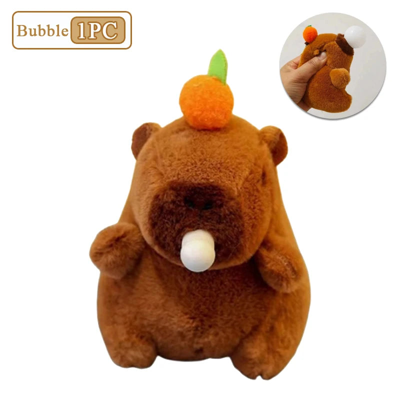 Capybara Persimmon Tail-Wagging Plush Keychain
