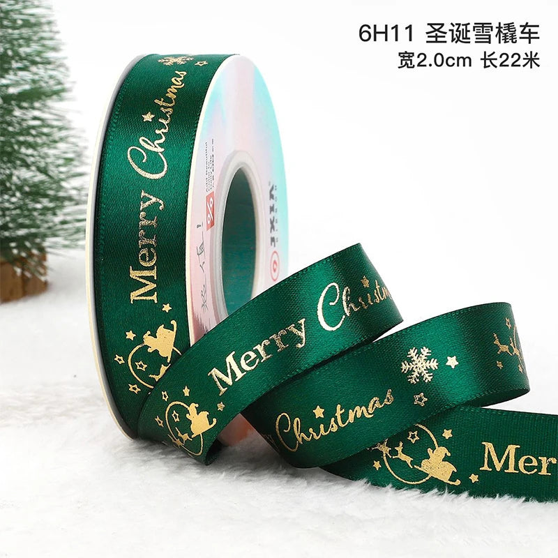 Printed Christmas Ribbon – 5 Yards Polyester Craft Ribbon