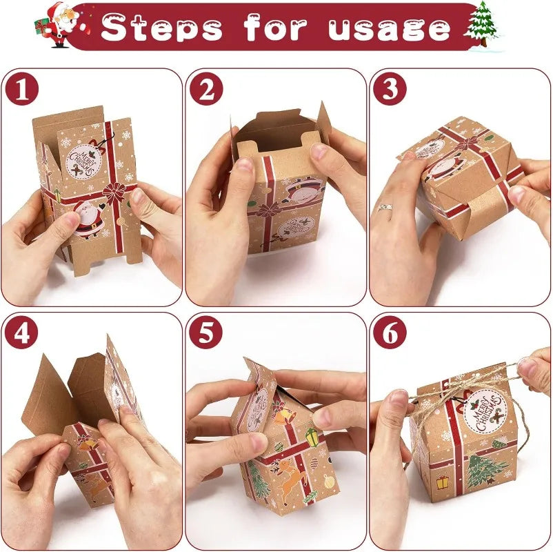 Christmas Kraft Paper Gift Bags – Candy, Cookie & Snack Packaging Boxes