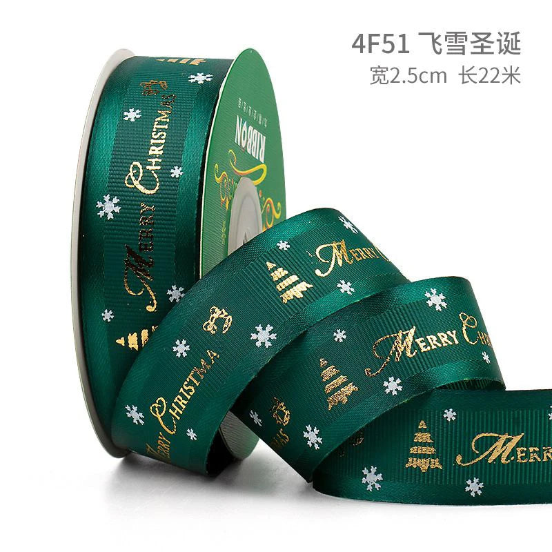 Printed Christmas Ribbon – 5 Yards Polyester Craft Ribbon