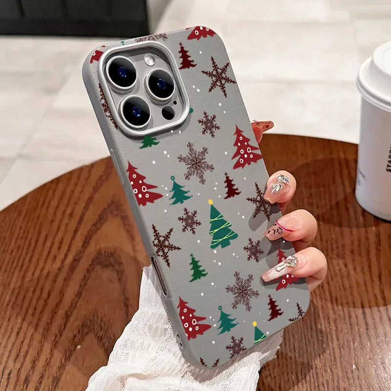 Christmas Tree Matte Leather Phone Case