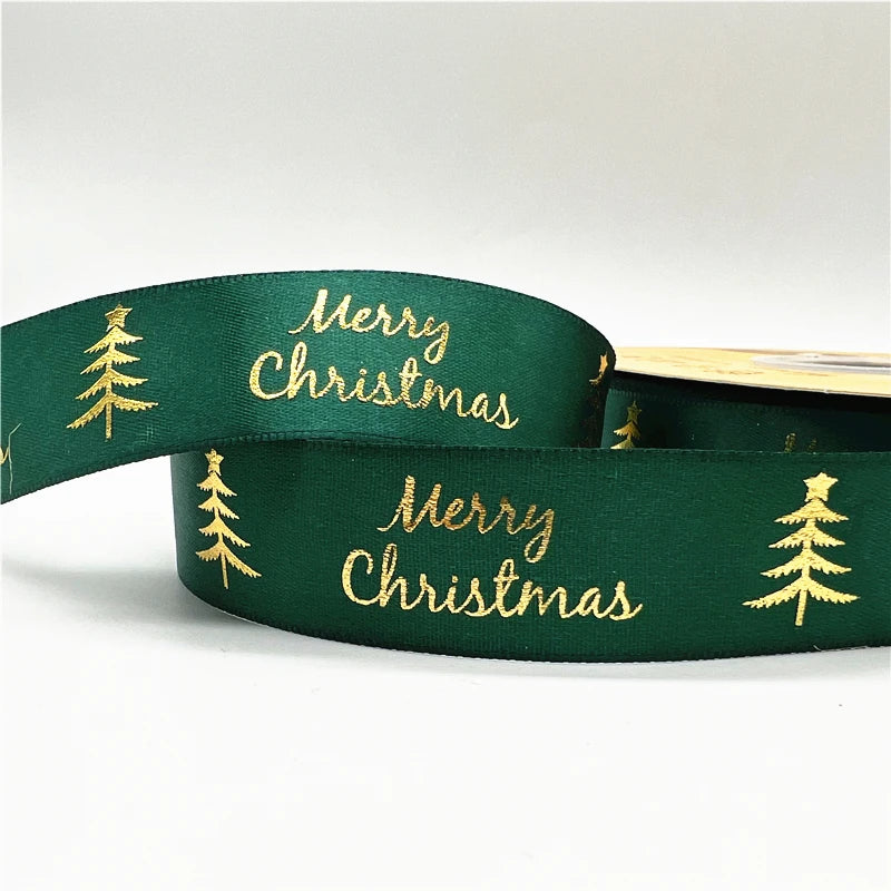 5 Yards Printed Christmas Satin Ribbon – 1" Holiday Craft & Gift Wrap Ribbon