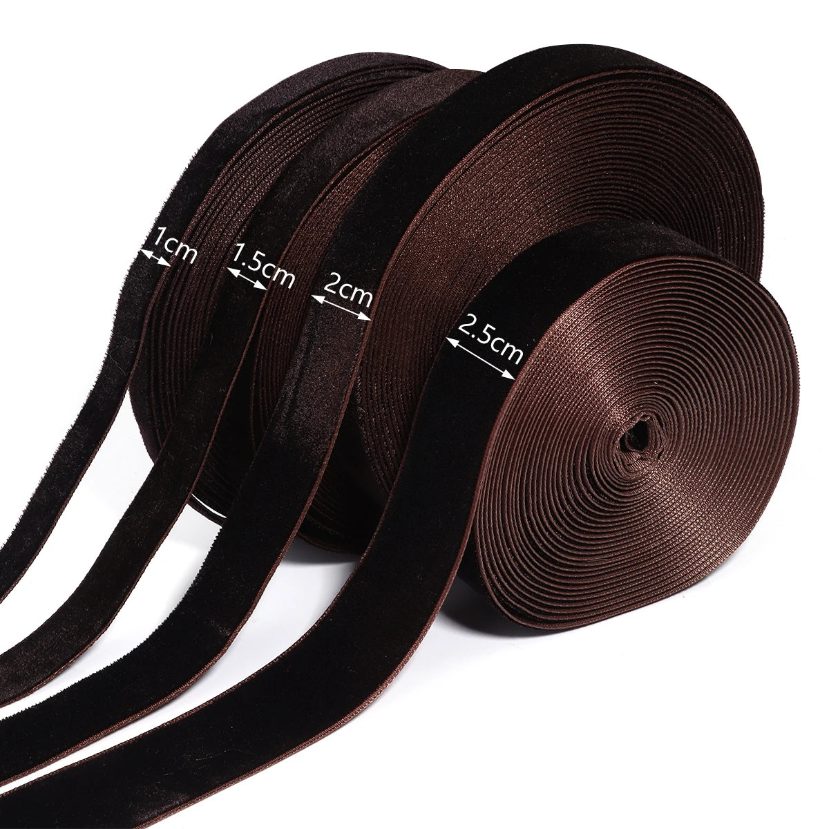 Deep Brown Velvet Ribbon – Single-Face Flocked Polyester Ribbon for Christmas Crafts, Gift Wrapping & Holiday Décor