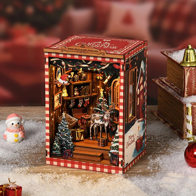 DIY Snow Globe Miniature Book Nook – 3D Wooden Puzzle Kit
