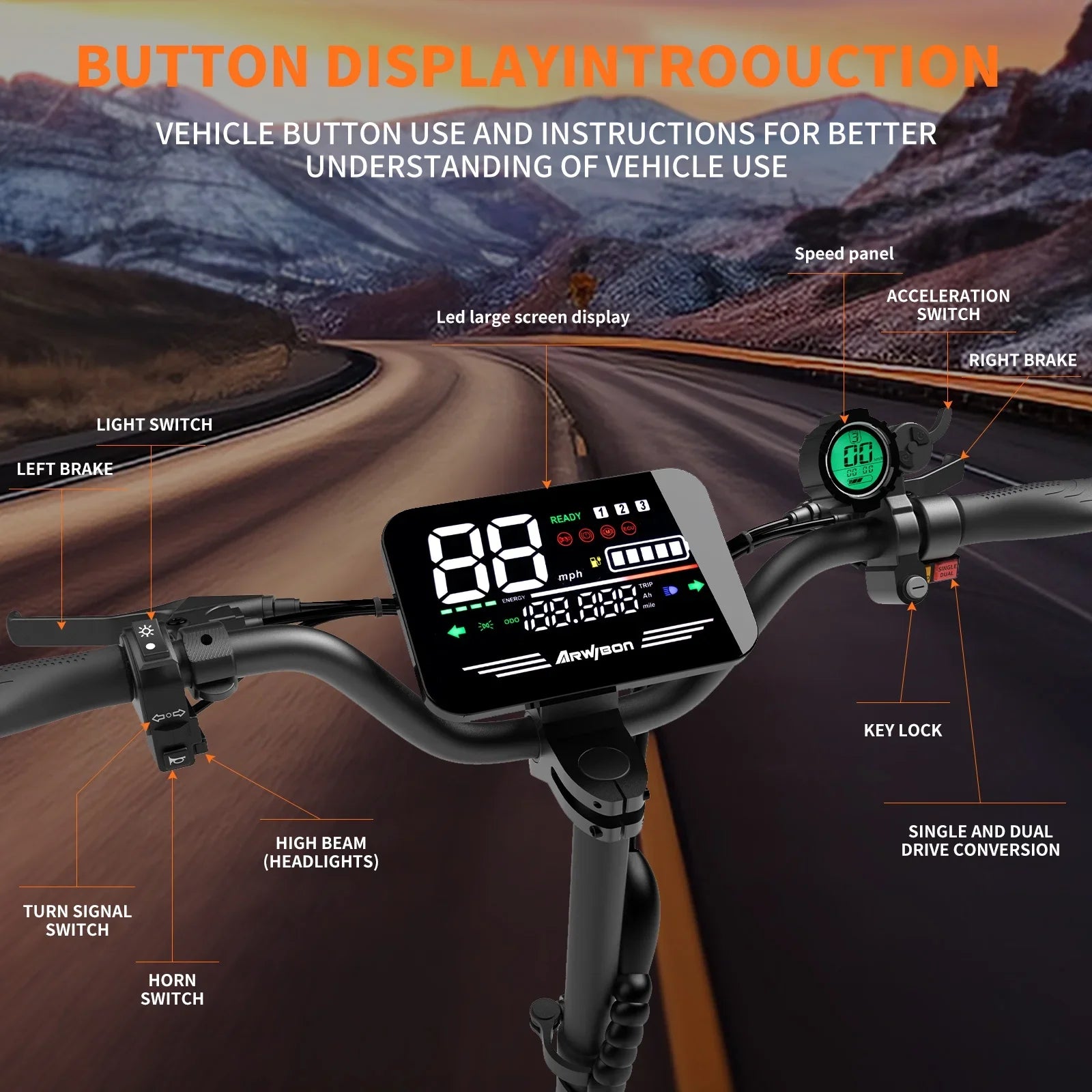 Arwibon GT08 – 5600W Dual Motor Electric Scooter