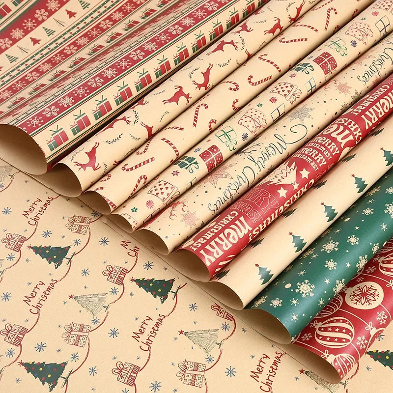 Thick Christmas Kraft Wrapping Paper – Holiday Tree & Elk Gift Wrap